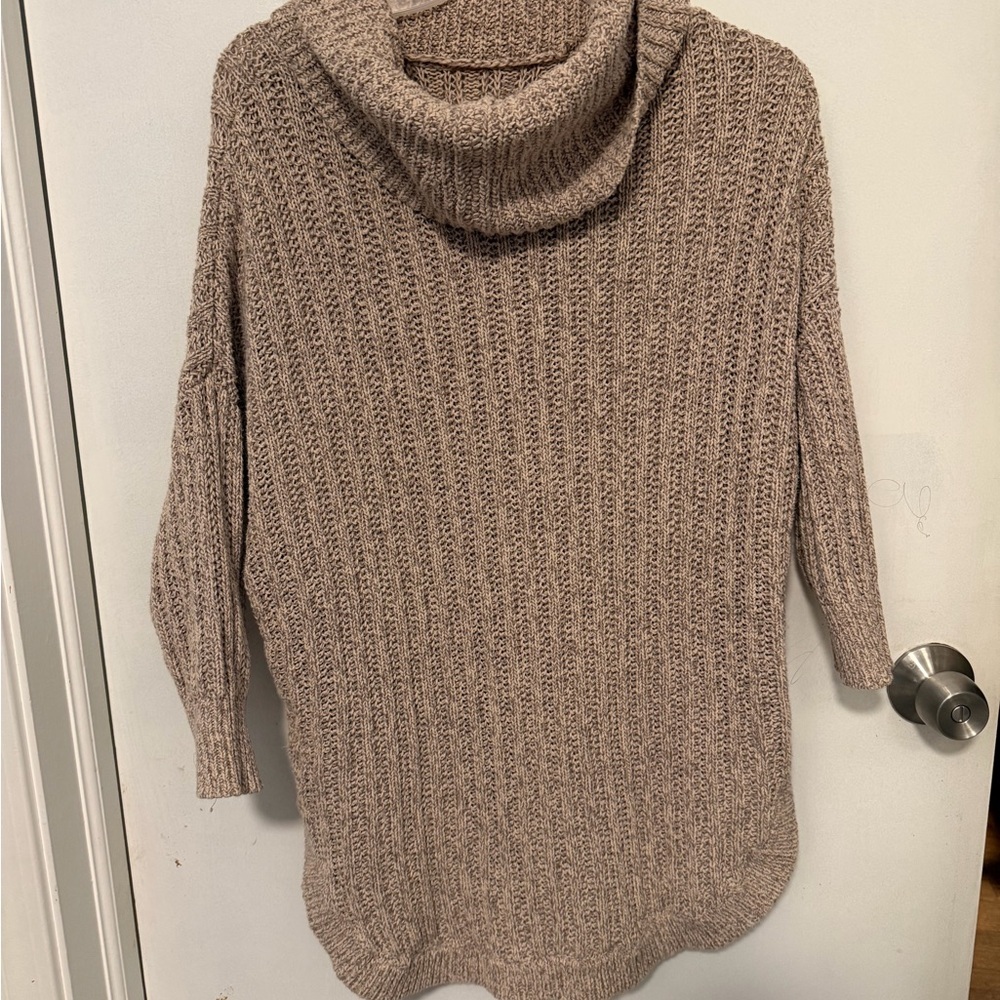 Express Ribbed Cowl Neck Sweater - Brown